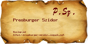 Presburger Szidor névjegykártya